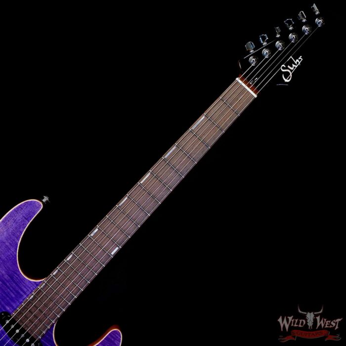 Suhr Custom Set Neck Modern HSS Flame Maple Top SSCII System Blower Switch 24 Stainless Steel Jumbo Frets Trans Purple 6.95 LBS - Image 4