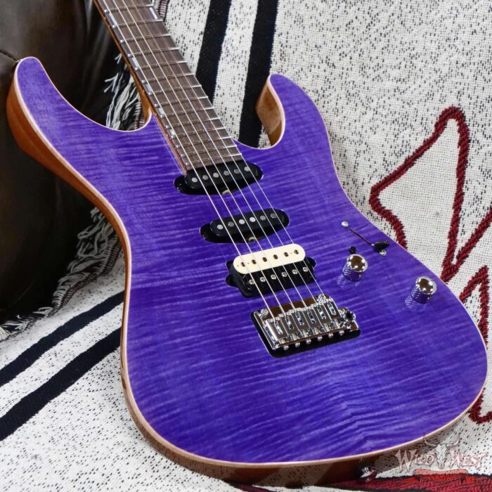 Suhr Custom Set Neck Modern HSS Flame Maple Top SSCII System Blower Switch 24 Stainless Steel Jumbo Frets Trans Purple 6.95 LBS - Image 8