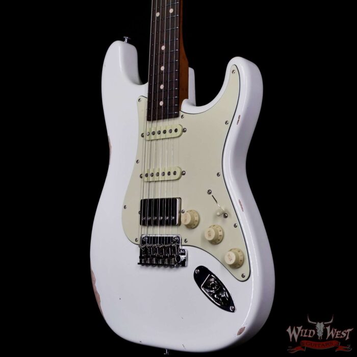 Suhr Custom Classic S Antique HSS Roasted 5A Birdseye Maple Neck with Rosewood Fingerboard Olympic White 7.95 lbs - Image 2