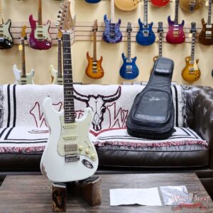 Suhr Custom Classic S Antique HSS Roasted 5A Birdseye Maple Neck with Rosewood Fingerboard Olympic White 7.95 lbs - Image 6