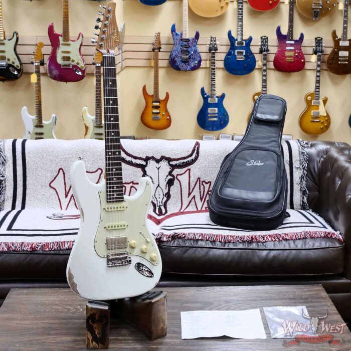Suhr Custom Classic S Antique HSS Roasted 5A Birdseye Maple Neck with Rosewood Fingerboard Olympic White 7.95 lbs - Image 6