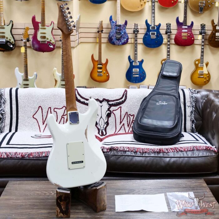 Suhr Custom Classic S Antique HSS Roasted 5A Birdseye Maple Neck with Rosewood Fingerboard Olympic White 7.95 lbs - Image 10