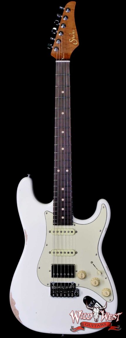Suhr Custom Classic S Antique HSS Roasted 5A Birdseye Maple Neck with Rosewood Fingerboard Olympic White 7.95 lbs