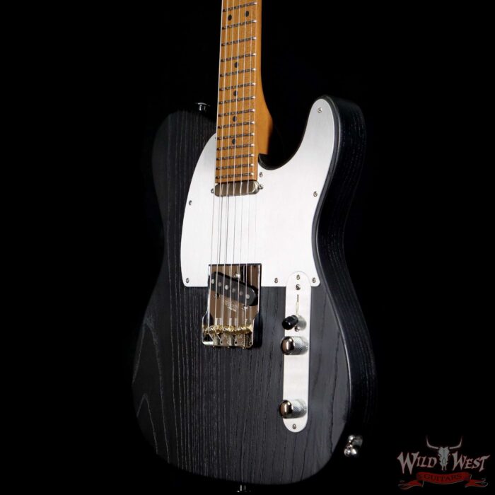 Suhr Andy Wood Signature Modern T SS T24 Swamp Ash Roasted Maple War Black - Image 2