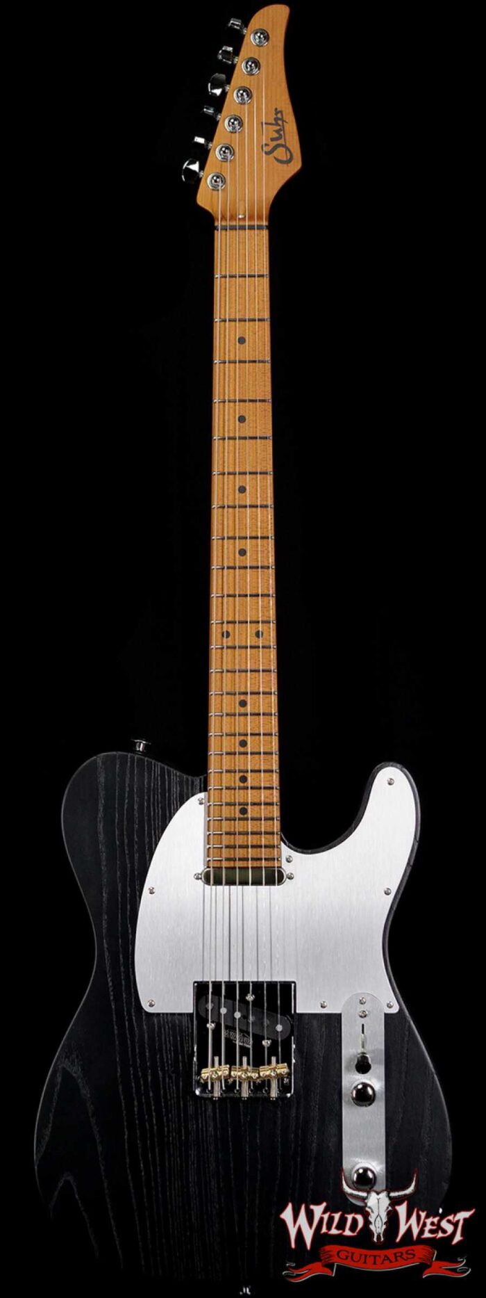 Suhr Andy Wood Signature Modern T SS T24 Swamp Ash Roasted Maple War Black - Image 1