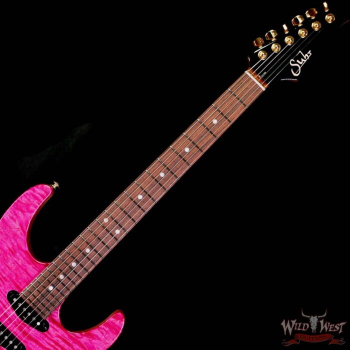 Suhr Custom Modern HSS Flame Maple Top Genuine Mahogany Body & Neck Indian Rosewood Fingerboard Magenta Pink 7.65 LBS - Image 4
