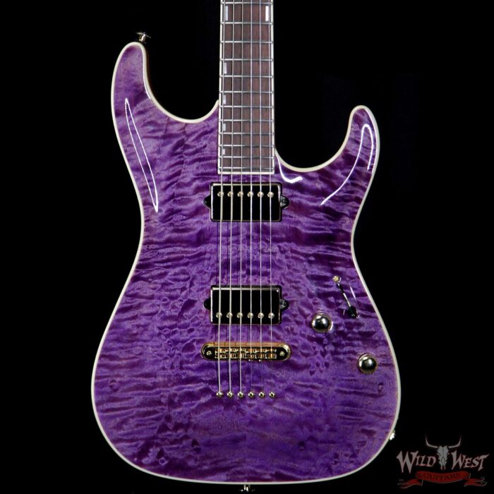 Suhr Custom Carve Top Standard Quilt Maple Top Indian Rosewood Satin Neck String-Thru Trans Purple - Image 3
