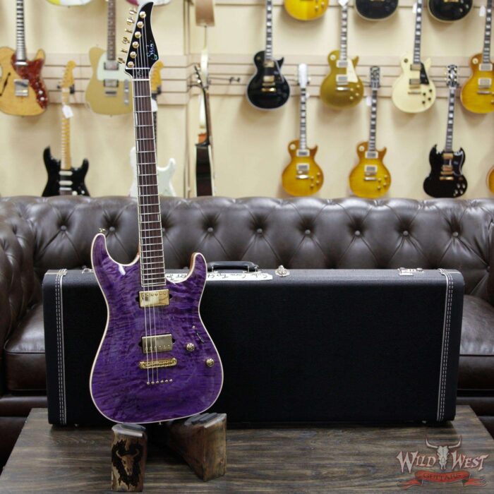 Suhr Custom Carve Top Standard Quilt Maple Top Indian Rosewood Satin Neck String-Thru Trans Purple - Image 8