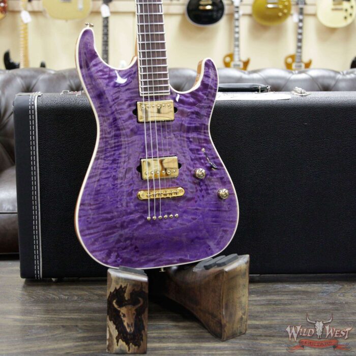 Suhr Custom Carve Top Standard Quilt Maple Top Indian Rosewood Satin Neck String-Thru Trans Purple - Image 10
