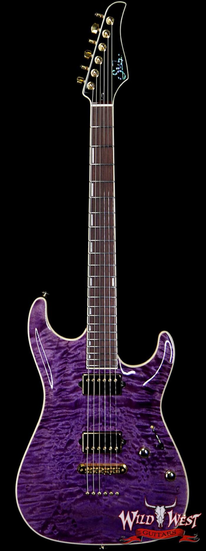 Suhr Custom Carve Top Standard Quilt Maple Top Indian Rosewood Satin Neck String-Thru Trans Purple - Image 1