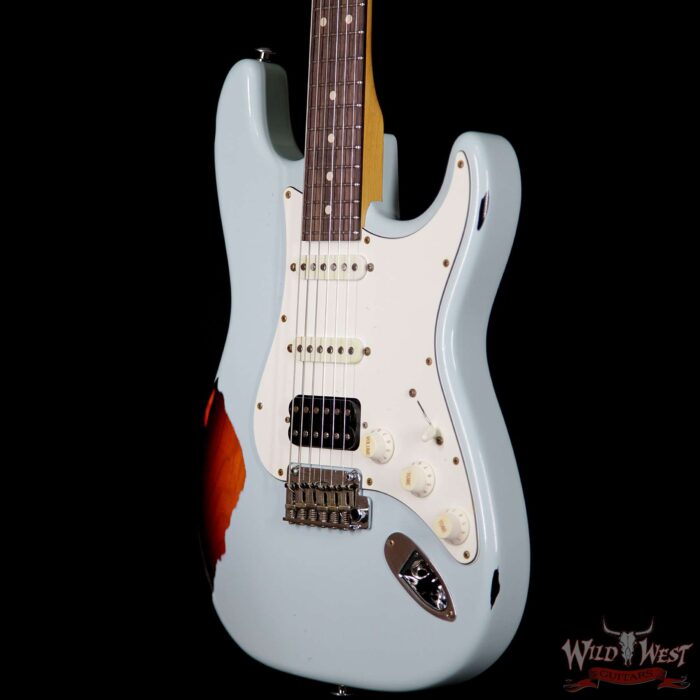 Suhr Limited Classic Antique Pro HSS Rosewood Fretboard Sonic Blue over 3 Tone Burst - Image 2