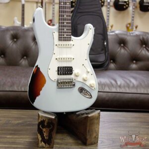 Suhr Limited Classic Antique Pro HSS Rosewood Fretboard Sonic Blue over 3 Tone Burst - Image 9