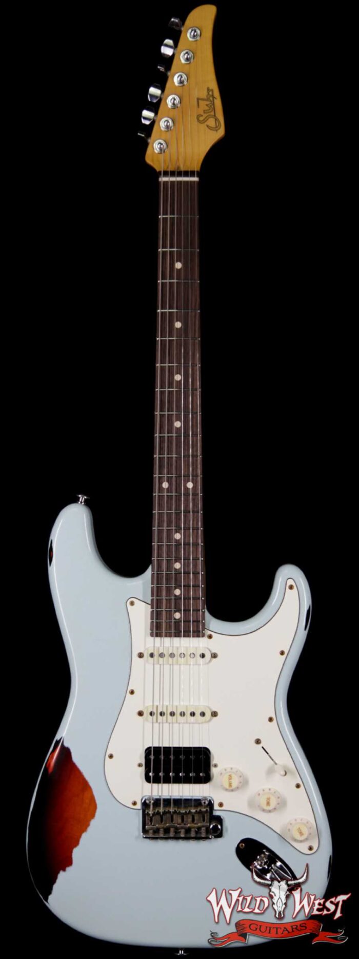 Suhr Limited Classic Antique Pro HSS Rosewood Fretboard Sonic Blue over 3 Tone Burst - Image 1