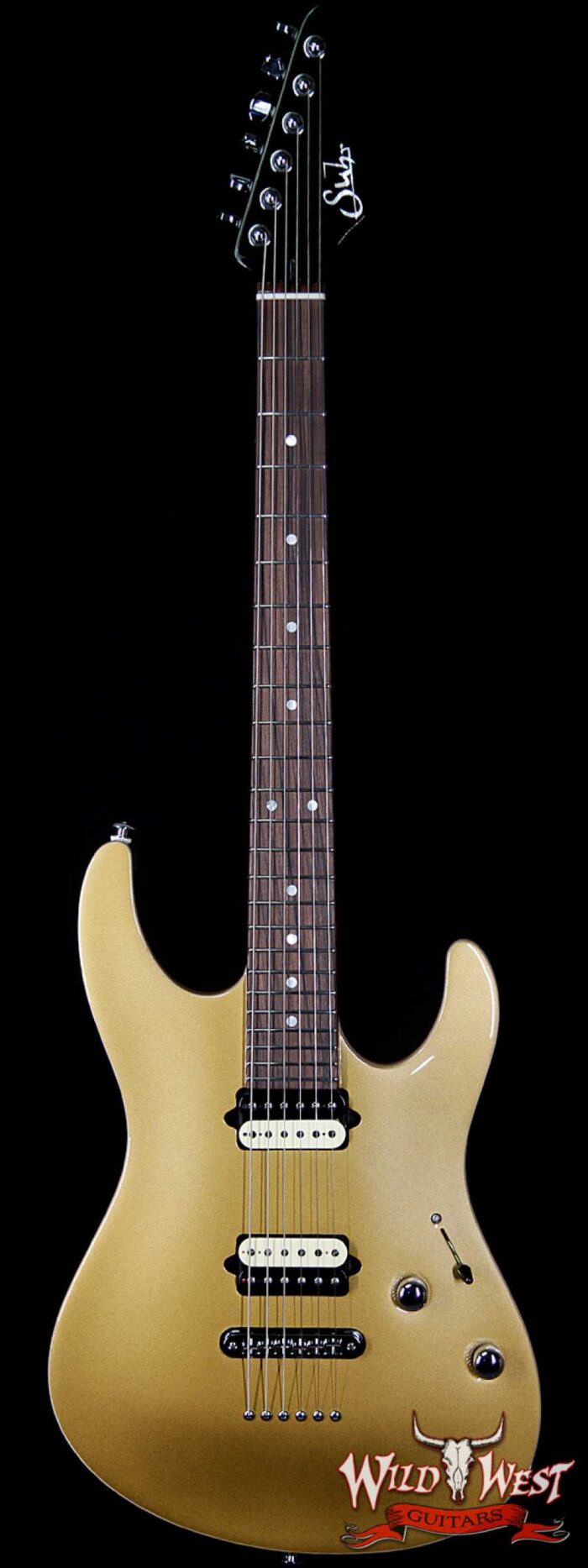 Suhr Select Custom Modern Carve Top Set Neck HH African Okoume Body Maple Top Vintage Gold - Image 1