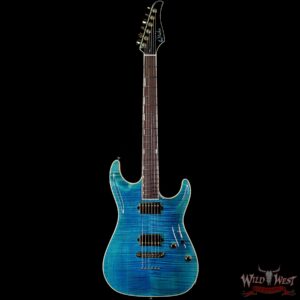 Suhr Custom Carve Top Standard Flame Maple Top Indian Rosewood Satin Neck String-Thru Bahama Blue - Image 3