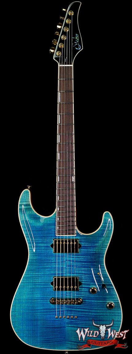Suhr Custom Carve Top Standard Flame Maple Top Indian Rosewood Satin Neck String-Thru Bahama Blue