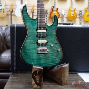 Suhr Custom Modern Set Neck HSH Flame Maple Top Indian Rosewood Fingerboard Trans Teal w/ Blower Switch - Image 8