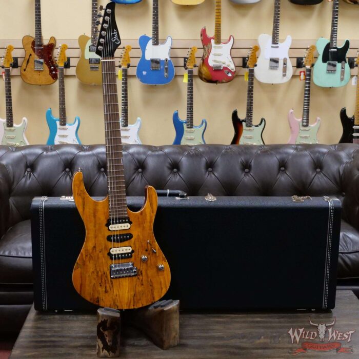 Suhr Custom Modern Set Neck HSH Spalted Maple Top Indian Rosewood Fingerboard with Blower Switch Trans Caramel - Image 6