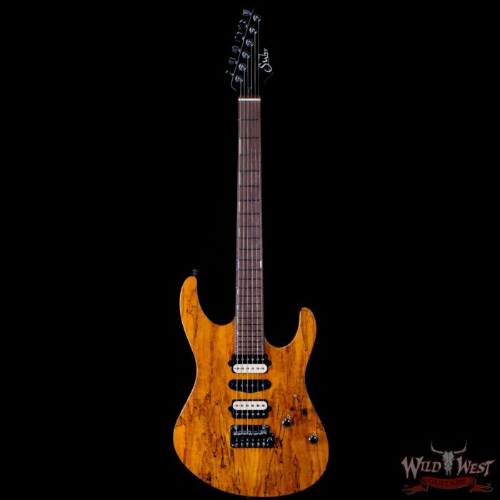 Suhr Custom Modern Set Neck HSH Spalted Maple Top Indian Rosewood Fingerboard with Blower Switch Trans Caramel - Image 3