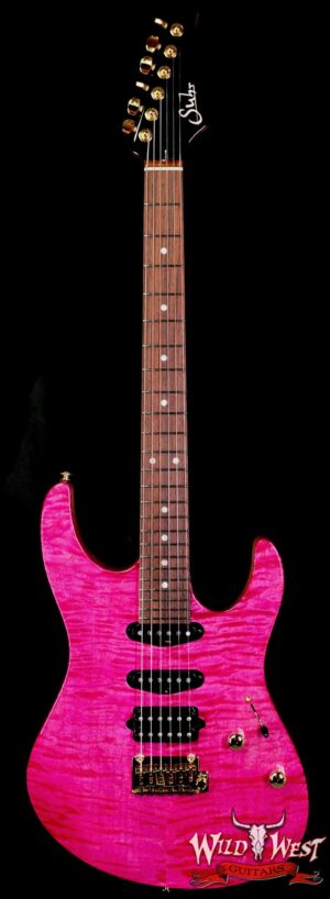 Suhr Custom Modern HSS Flame Maple Top Genuine Mahogany Body & Neck Indian Rosewood Fingerboard Magenta Pink 7.65 LBS