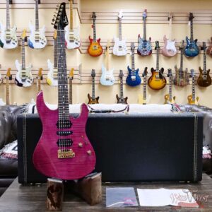 Suhr Custom Modern HSH Flame Maple Top Genuine Mahogany Body & Neck Indian Rosewood Fingerboard Magenta Pink 7.40 LBS - Image 5