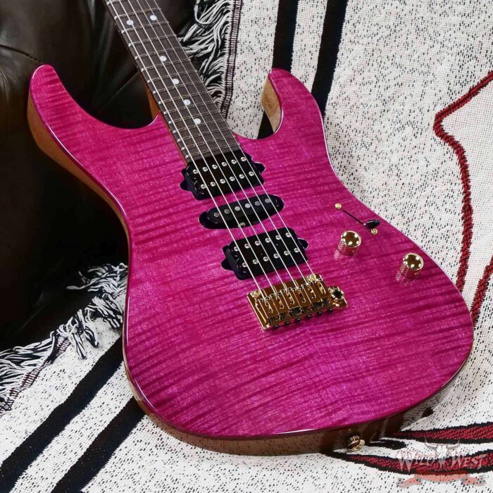 Suhr Custom Modern HSH Flame Maple Top Genuine Mahogany Body & Neck Indian Rosewood Fingerboard Magenta Pink 7.40 LBS - Image 8