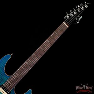 Suhr Custom Modern Set Neck HSH Flame Maple Top Indian Rosewood Fingerboard with Blower Switch Bahama Blue - Image 4