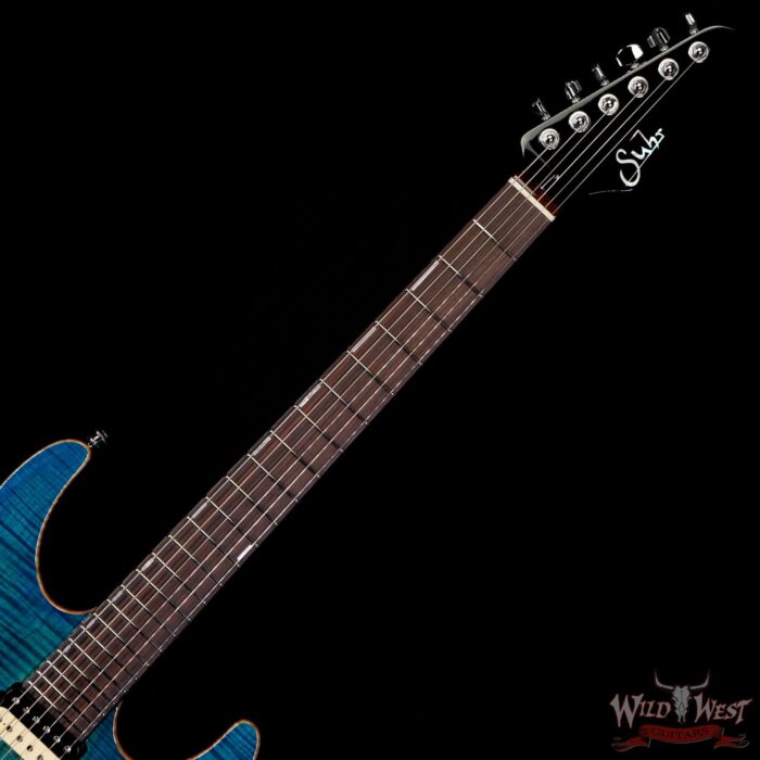 Suhr Custom Modern Set Neck HSH Flame Maple Top Indian Rosewood Fingerboard with Blower Switch Bahama Blue - Image 4