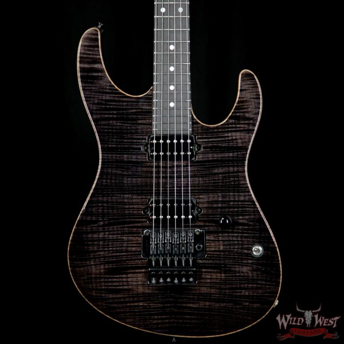 Suhr Modern HH Flame Maple Top Swamp Ash Body Ebony Fretboard Gotoh Floyd Bridge Trans Black - Image 3
