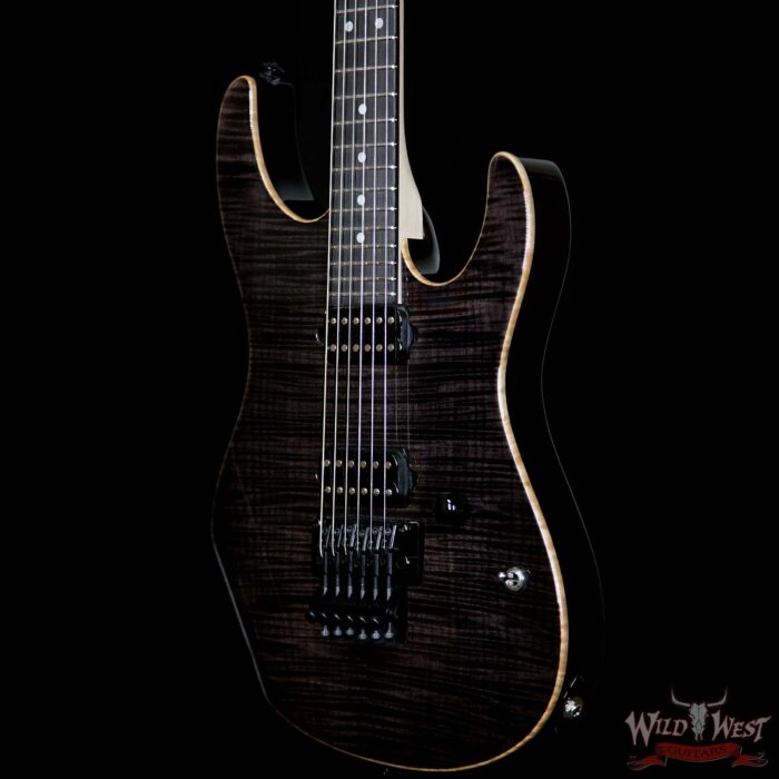 Suhr Modern HH Flame Maple Top Swamp Ash Body Ebony Fretboard Gotoh Floyd Bridge Trans Black - Image 2