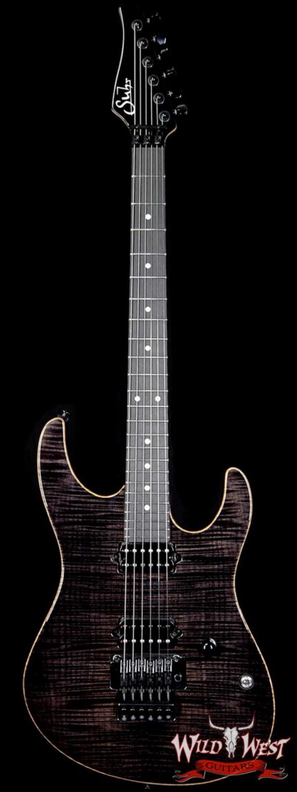 Suhr Modern HH Flame Maple Top Swamp Ash Body Ebony Fretboard Gotoh Floyd Bridge Trans Black