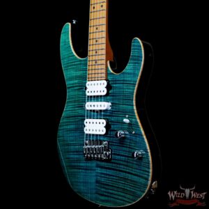 Suhr Custom Modern HSH Flame Maple Top Roasted Maple Neck Trans Teal - Image 2