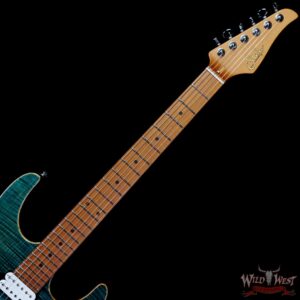 Suhr Custom Modern HSH Flame Maple Top Roasted Maple Neck Trans Teal - Image 4