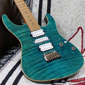 Suhr Custom Modern HSH Flame Maple Top Roasted Maple Neck Trans Teal - Image 8