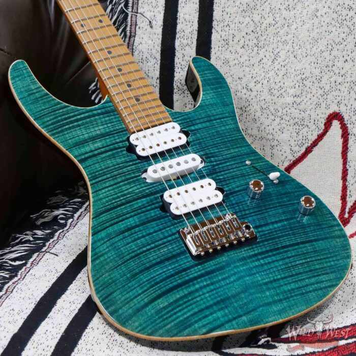 Suhr Custom Modern HSH Flame Maple Top Roasted Maple Neck Trans Teal - Image 8