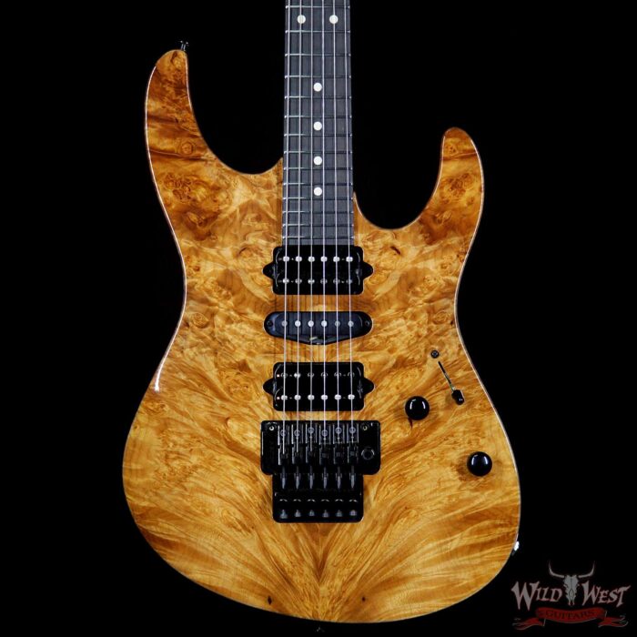 Suhr Modern HSH Floyd Hand Selected Burl Maple Top Roasted Maple Neck Ebony Fingerboard Reverse Head Natural - Image 3