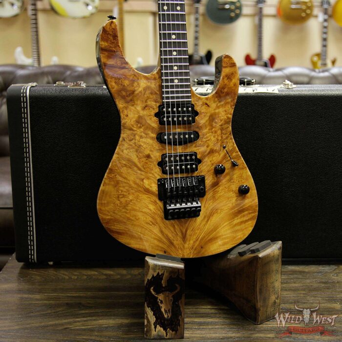 Suhr Modern HSH Floyd Hand Selected Burl Maple Top Roasted Maple Neck Ebony Fingerboard Reverse Head Natural - Image 10