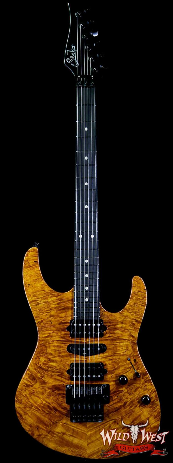 Suhr Modern HSH Floyd Reverse Head Hand Selected Spalted Maple Top Roasted Maple Neck Ebony Board Natural - Image 1