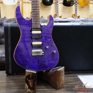 Suhr Custom Modern Set Neck HSH Flame Maple Top Indian Rosewood Fingerboard Trans Purple w/ Blower Switch - Image 9
