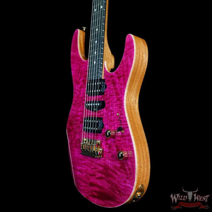 Suhr Custom Modern HSH Flame Maple Top Genuine Mahogany Body & Neck Indian Rosewood Fingerboard Magenta Pink 7.95 LBS - Image 2