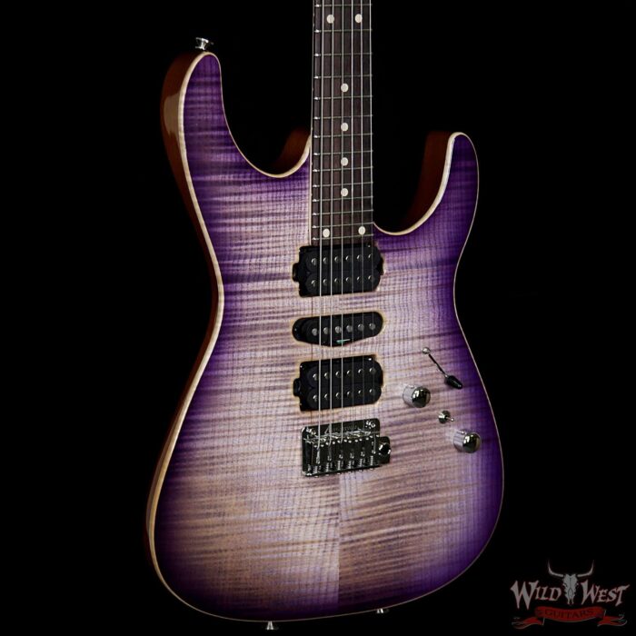 Tom Anderson Angel HSH w/ VA Booster Flame Top on Alder Rosewood Fingerboard Natural Purple Burst - Image 4