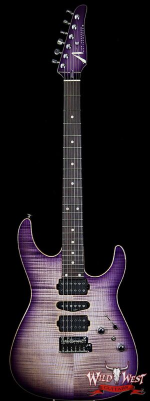 Tom Anderson Angel HSH w/ VA Booster Flame Top on Alder Rosewood Fingerboard Natural Purple Burst
