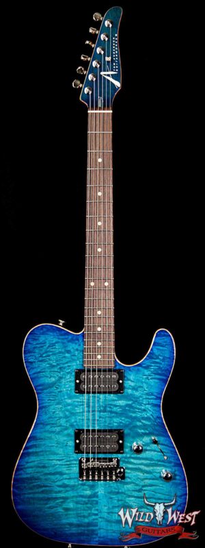 Tom Anderson Cobra HH Quilt Maple Top Rosewood Fretboard Bora To Transparent Blue Burst with Binding