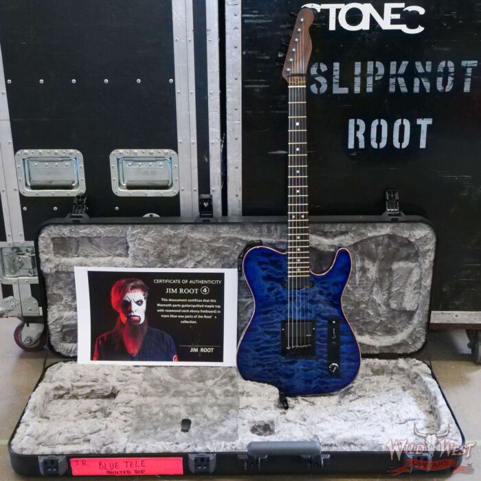 Jim Root Collection Warmoth Quilt Maple Top Telecaster Rosewood Neck Ebony Fingerboard Trans Blue - Image 6