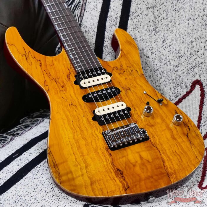 Suhr Custom Set Neck Modern HSH Spalt Maple Top Blower Switch 24 Stainless Steel Frets Tran Caramel with Cherry Back 7.70 lbs - Image 8